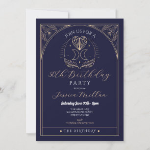 Invitation Tarot Anniversaire Fête Coeur Lune Crystals Étoile