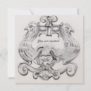 Invitation TAROT/ ANTIQUE FLORENTINE GROTESQUE violet blanc