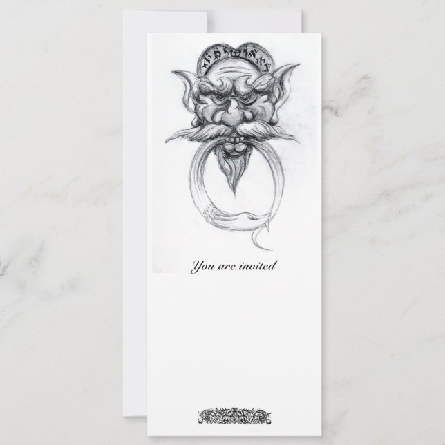 Invitation TAROT / ANTIQUE GROTESQUE IMAGINAIRE noir blanc (Devant)