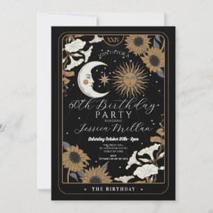 Invitation Tarot fête d'anniversaire Sun Moon aligné Invitati