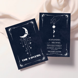 Invitation Tarot Navy Blue Les Amoureux Mariage