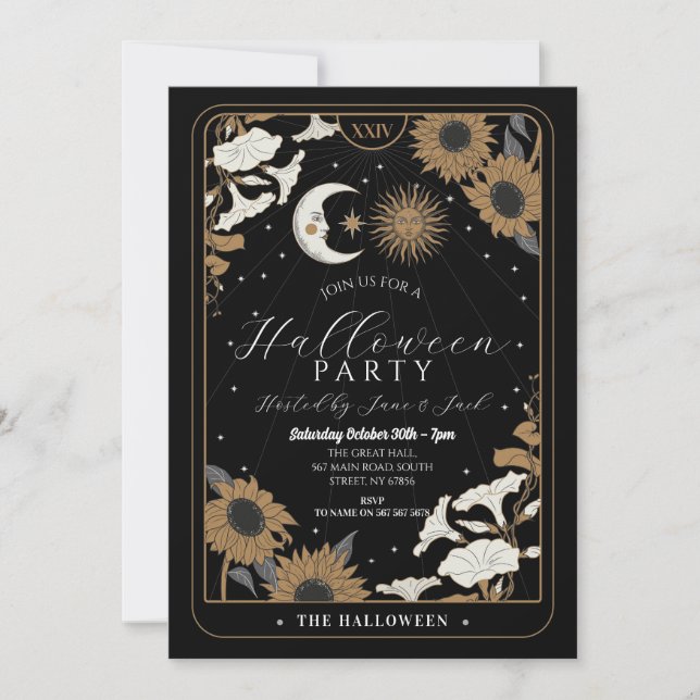 Invitation Tarot Sun Moon Aligner les esprits d'Halloween (Devant)