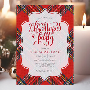 Invitation Tartan à carreaux festif rouge fête de Noël