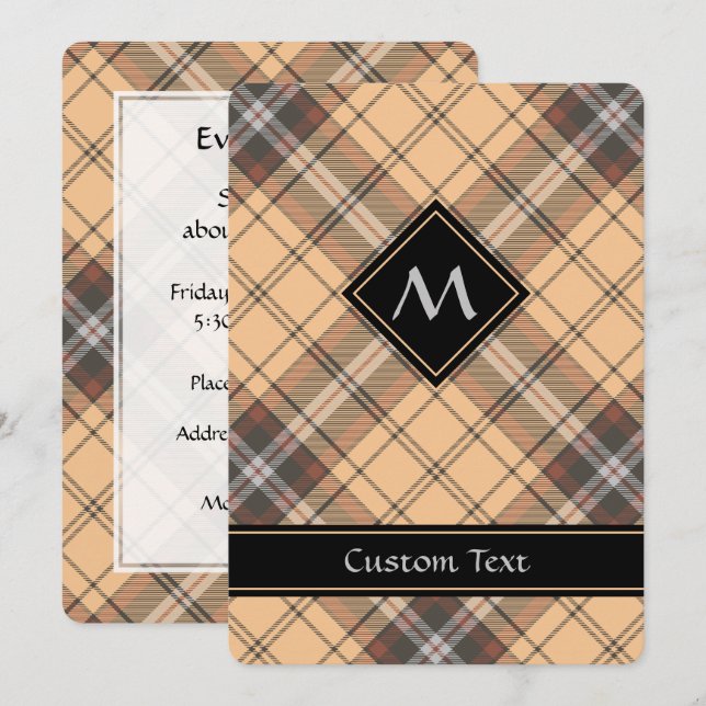 Invitation Tartan beige et Brown (Devant / Derrière)