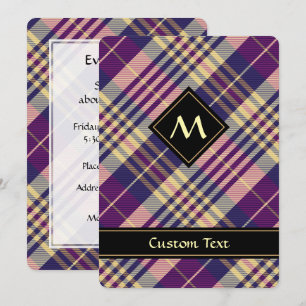 Invitation Tartan mauve, or et bleu