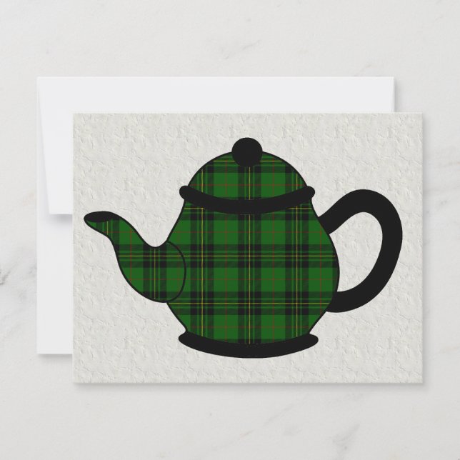 Invitation Tartan Plaid Teapot Fête des mariées (Devant)