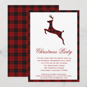 Invitation Tartan Reindeer écossais   Fête de Noël