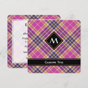 Invitation Tartan rose, or et bleu