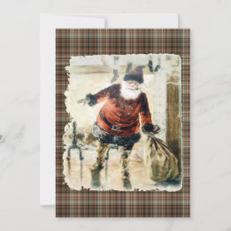 Invitation Tartan Vintage Père Noël