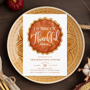 Invitation Tarte à la citrouille de Thanksgiving Manger, Boir