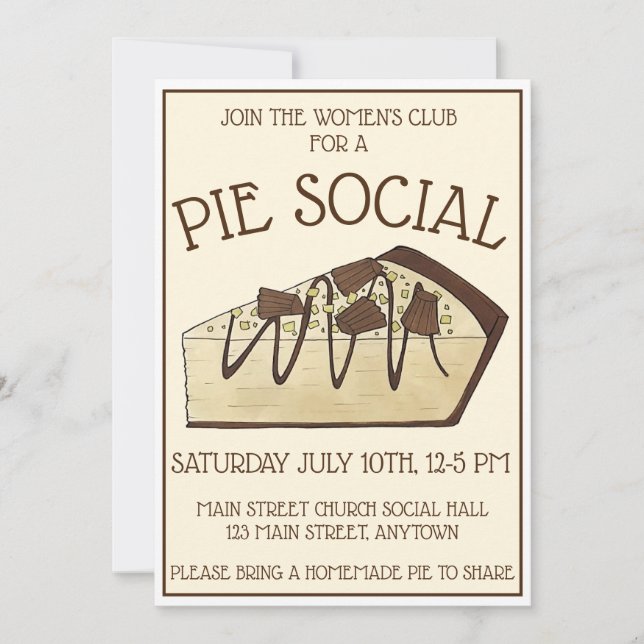 Invitation Tarte au beurre d'arachide Parti social Dessert Ve (Devant)