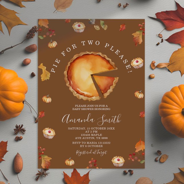 Invitation Tarte Pour Deux Personnes Rustique Floral Brown Ba (Créateur téléchargé)