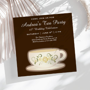 Invitation Tasse à thé florale vintage Fête d'anniversaire