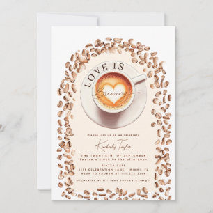 Invitation Tasse de café Love is Brewing Cœur Enterrement de 