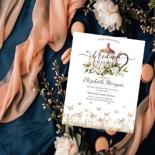 Invitation Tasse de thé à l'aquarelle Papillons de pré