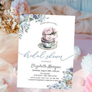Invitation Tasse de thé florale aquarelle Enterrement de vie