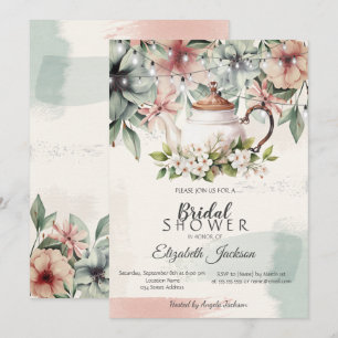 Invitation Tasse de thé floraleBrosse Coup de mariage