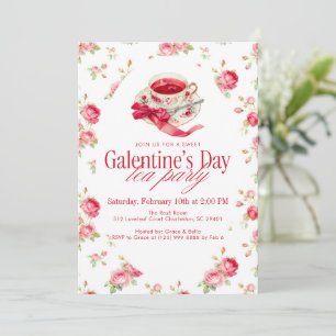 Invitation Tasse de thé Rose Romantique Galentine’s Day Tea P