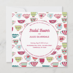 Invitation Tasses à thé Mariage Moderne Vintage