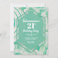 Invitation Tatau Teal Diamond