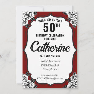Invitation Tatouage noir et rouge 50e