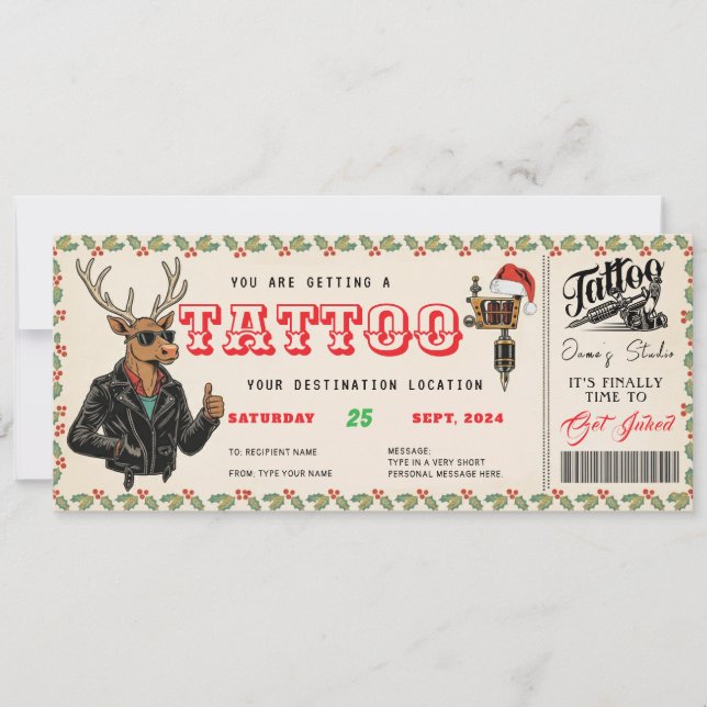 Invitation Tattoo Christmas Gift Ticket Certificate Voucher (Devant)
