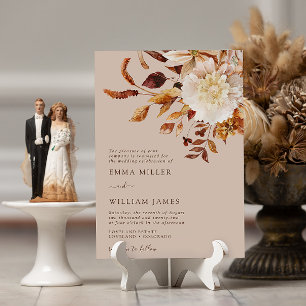 Invitation Taupe Automne Moderne Aquarelle Terracotta Mariage