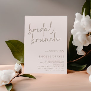 Invitation Taupe & Blanc Minimaliste Script Bridal Brunch
