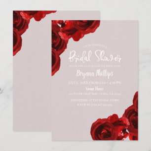 Invitation Taupe Blush Red Aquarelle Rose Fête des mariées