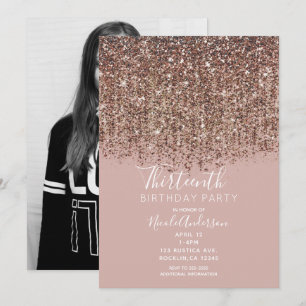Invitation Taupe Blush Rose Rose Parties scintillant or Anniv