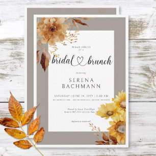 Invitation Taupe de tournesol d'automne rustique Brunch nupti
