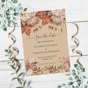 Invitation Taupe Floral Terracotta Mariage Enregistrer La Dat