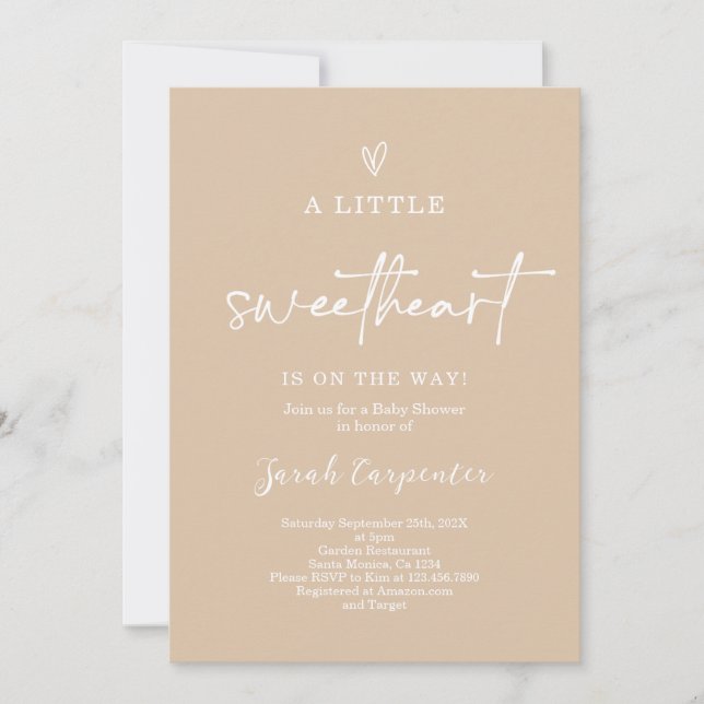 Invitation Taupe Petit Baby shower amoureux (Devant)