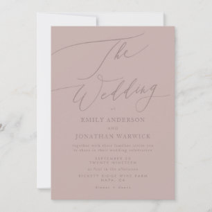 Invitation Taupe rose moderne Mariage de calligraphie simple