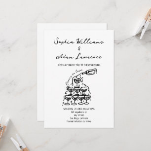 Invitation Tchin à l'amour Mariage Dessin à la Main