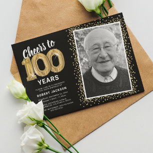 Invitation Tchin tchin pour 100 ans Photo d'anniversaire pour