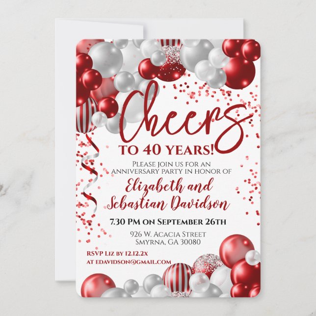 Invitation Tchin Tchin pour les 40 Ans - 40e Anniversaire (Devant)