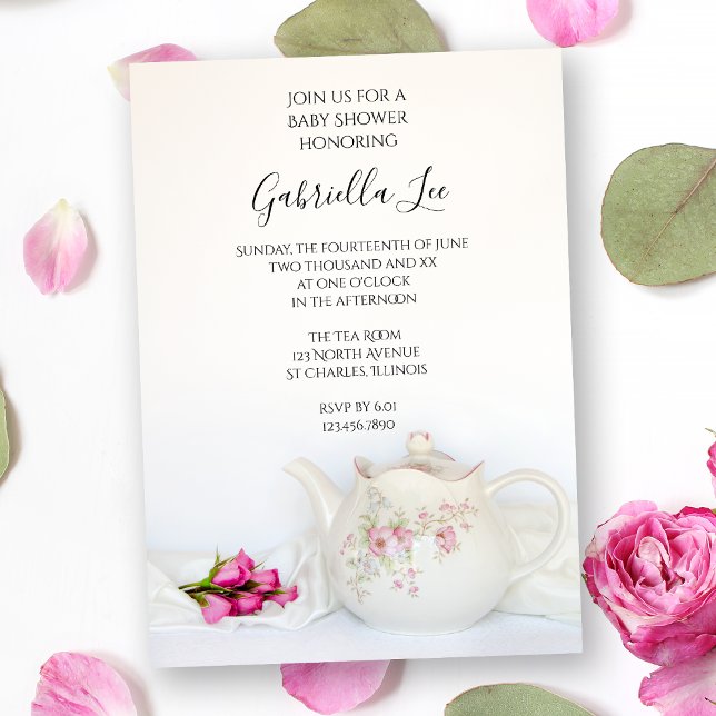 Invitation Tea avec Baby shower rose Roses (Créateur téléchargé)