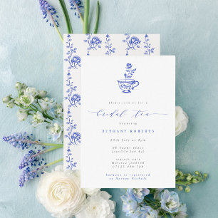Invitation Tea bleu vintage et thé Rose