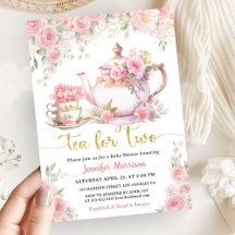 Tea for Two Tea Baby Shower Gold Blush Pink Floral