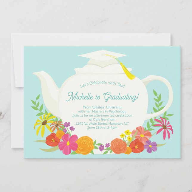 Invitation Tea Graduation Party Teapot (Devant)