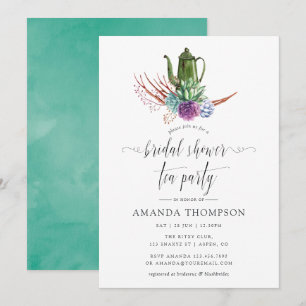 Invitation Tea Party à la Fête des mariées à la menthe et au 