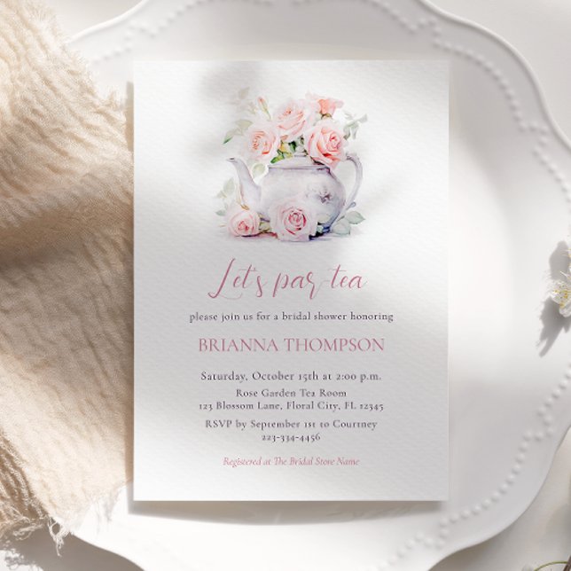 Invitation Tea Party à la Fête des mariées rose pâle (Créateur téléchargé)
