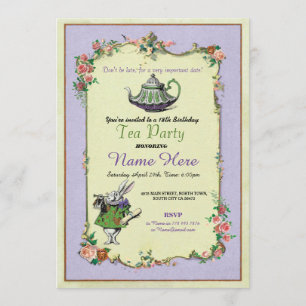 Invitation Tea Party Anniversaire d'Alice au pays des merveil