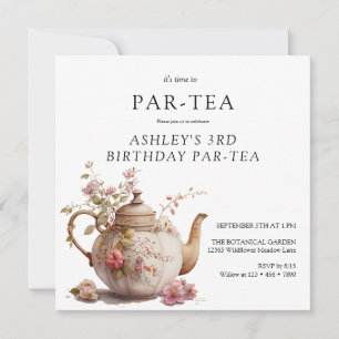 Invitation Tea Party   Anniversaire floral   Tout âge