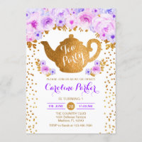 Tea Party Anniversaire - Gold White Purple Floral