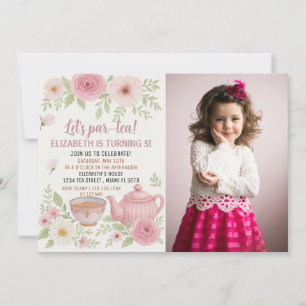 Invitation Tea Party avec Floral et Teacup Design
