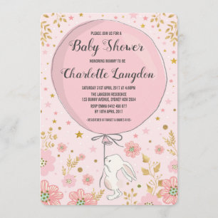 Invitation Tea Party Baby shower de lapin à lapin rose