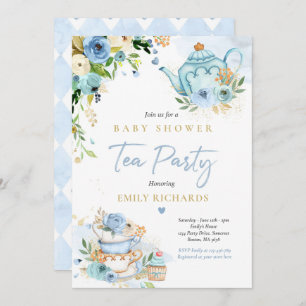 Invitation Tea Party Baby shower Garçon Rose bleu bébé brassa