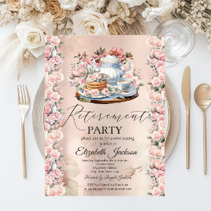 Invitation Tea Party Chic Parti de retraite Vintage Rose